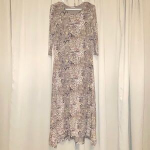 Peruvian Connection Ottoman Tile Cotton/Lycra Beige Dress Size Large